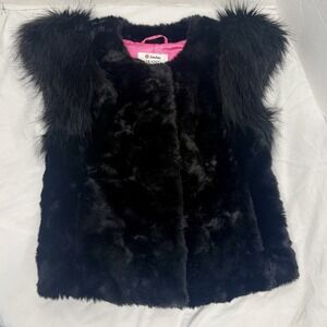 NWT Skaist Taylor Women Neiman Marcus Target Black Faux Fur Vest XSmall